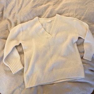 H&M White V Neck Sweater